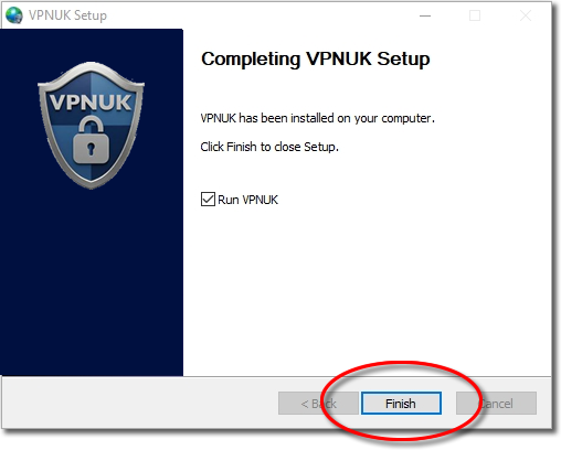 Finish – Setup VPNUK