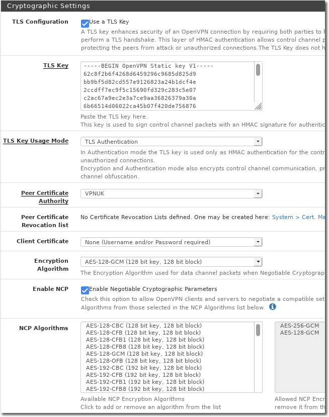VPNUK pfSense Setup